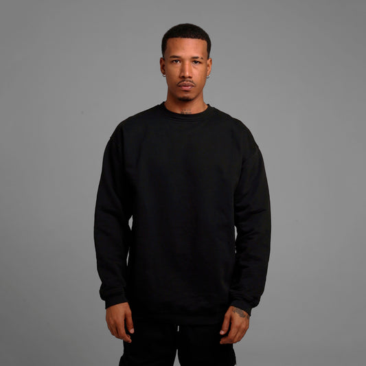 Buzo Crewneck Negro Tela Alto Gramaje 385G