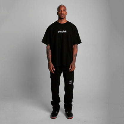 Camiseta Oversize Hombre Negro Alto Gramaje 300G