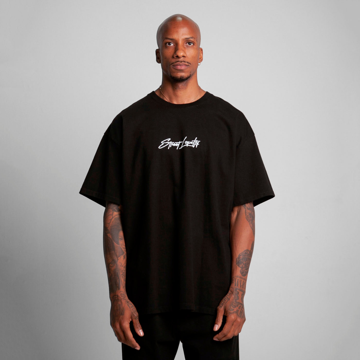 Camiseta Oversize Hombre Negro Alto Gramaje 300G