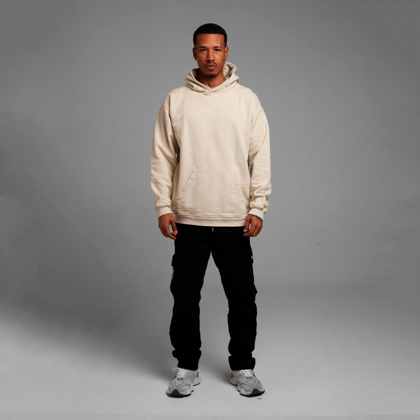 Buzo Hoodie Beige Tela Alto Gramaje 385 G