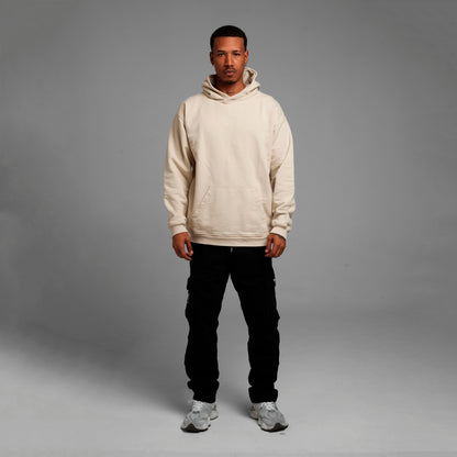 Buzo Hoodie Beige Tela Alto Gramaje 385 G