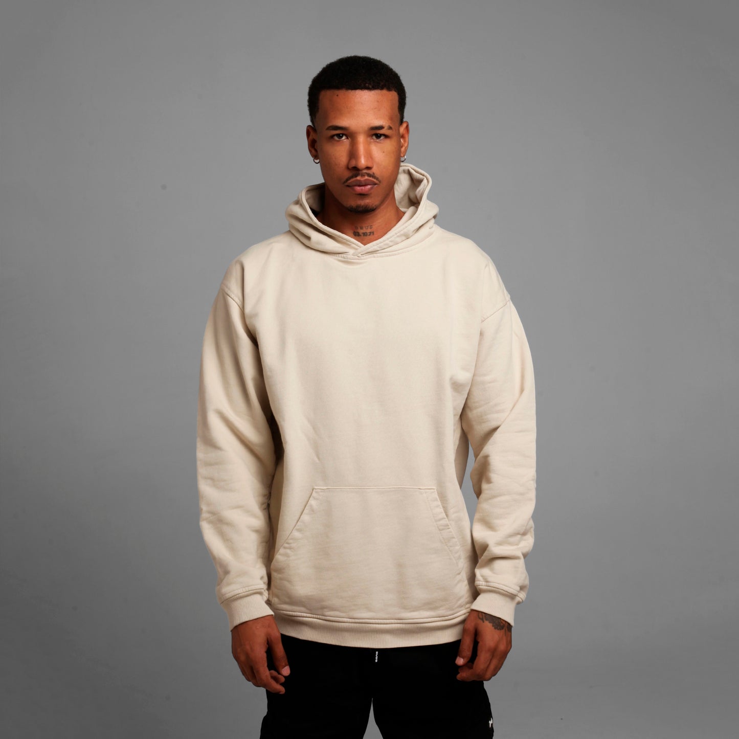 Buzo Hoodie Beige Tela Alto Gramaje 385 G