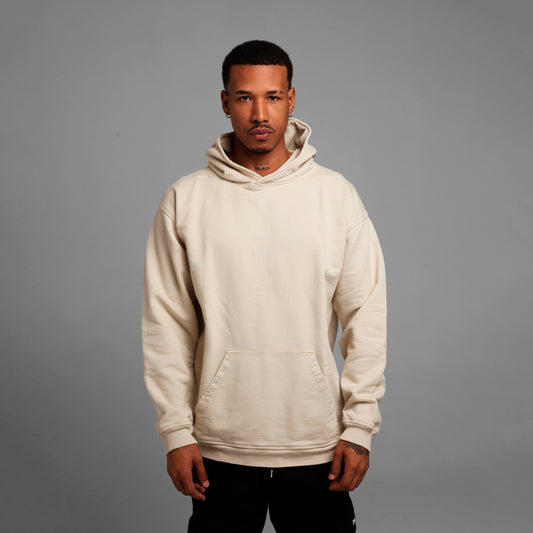 Buzo Hoodie Beige Tela Alto Gramaje 385 G