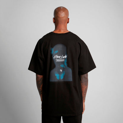 Camiseta Oversize Hombre Negro Alto Gramaje 300G