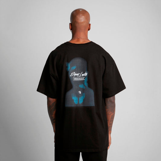 Camiseta Oversize Hombre Negro Alto Gramaje 300G