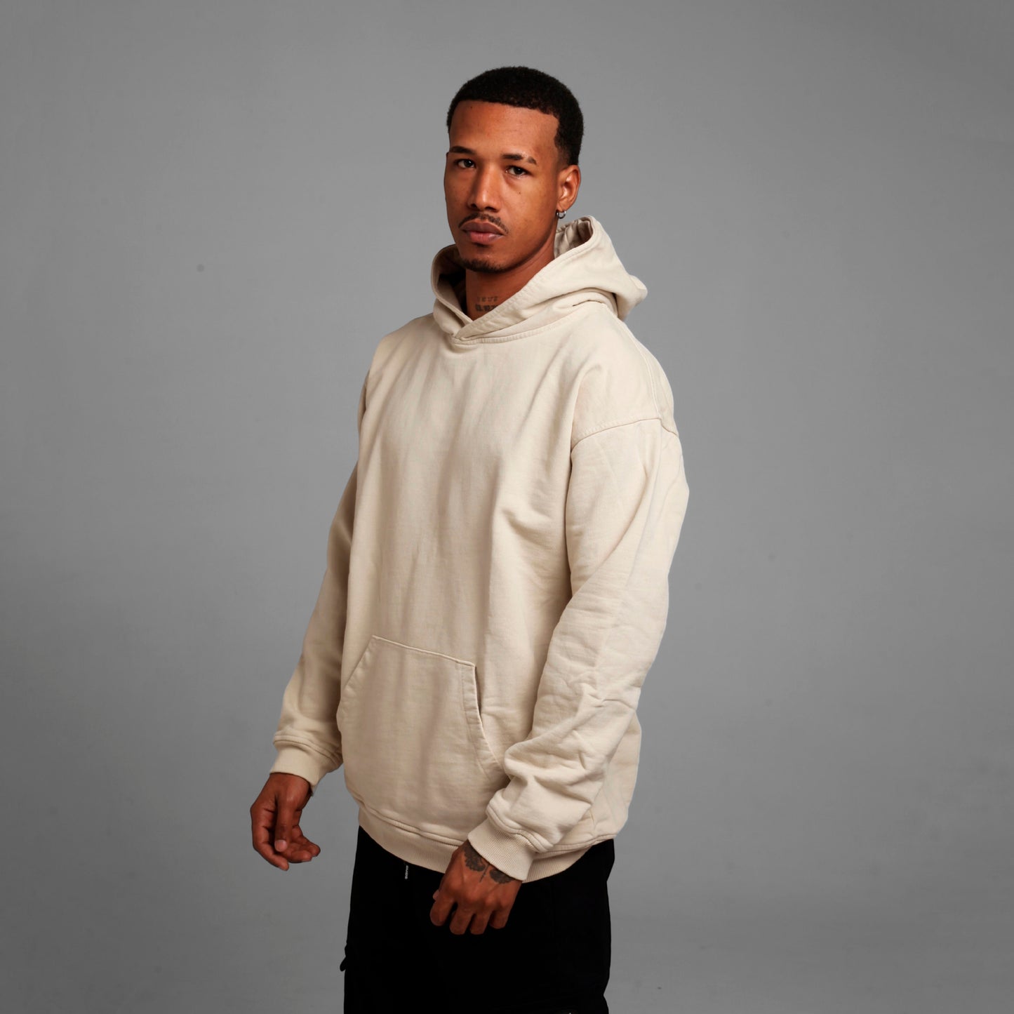 Buzo Hoodie Beige Tela Alto Gramaje 385 G