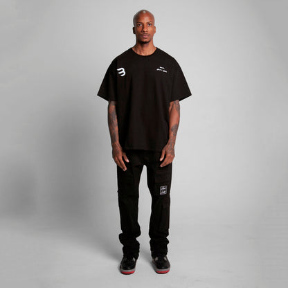 Camiseta Oversize Hombre Negra Alto Gramaje 300G