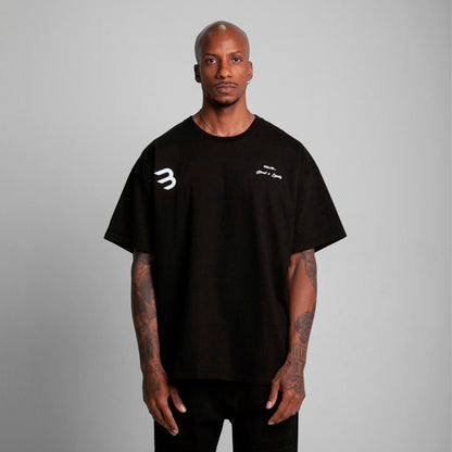 Camiseta Oversize Hombre Negra Alto Gramaje 300G