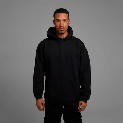 Buzo Hoodie Negro Tela Alto Gramaje 385 G