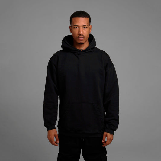 Buzo Hoodie Negro Tela Alto Gramaje 385 G
