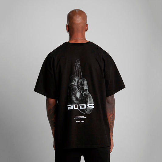 Camiseta Oversize Hombre Negra Alto Gramaje 300G