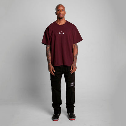 Camiseta Oversize Hombre Vino Tinto Alto Gramaje 300G