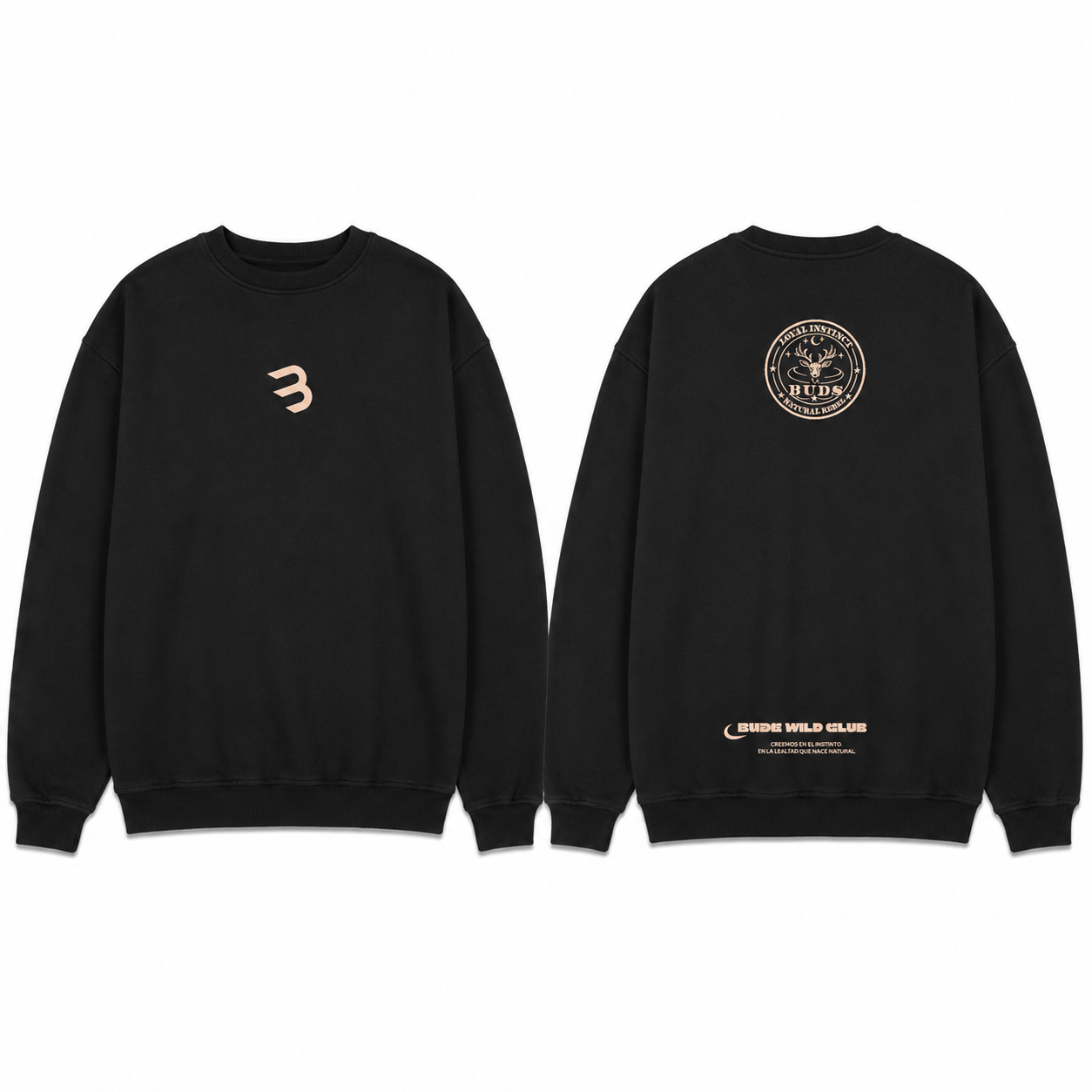 Buzo Crewneck Negro Tela Alto Gramaje 400G