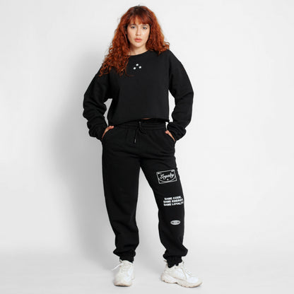 Buzo Crop Top Oversize Mujer Negro Buds