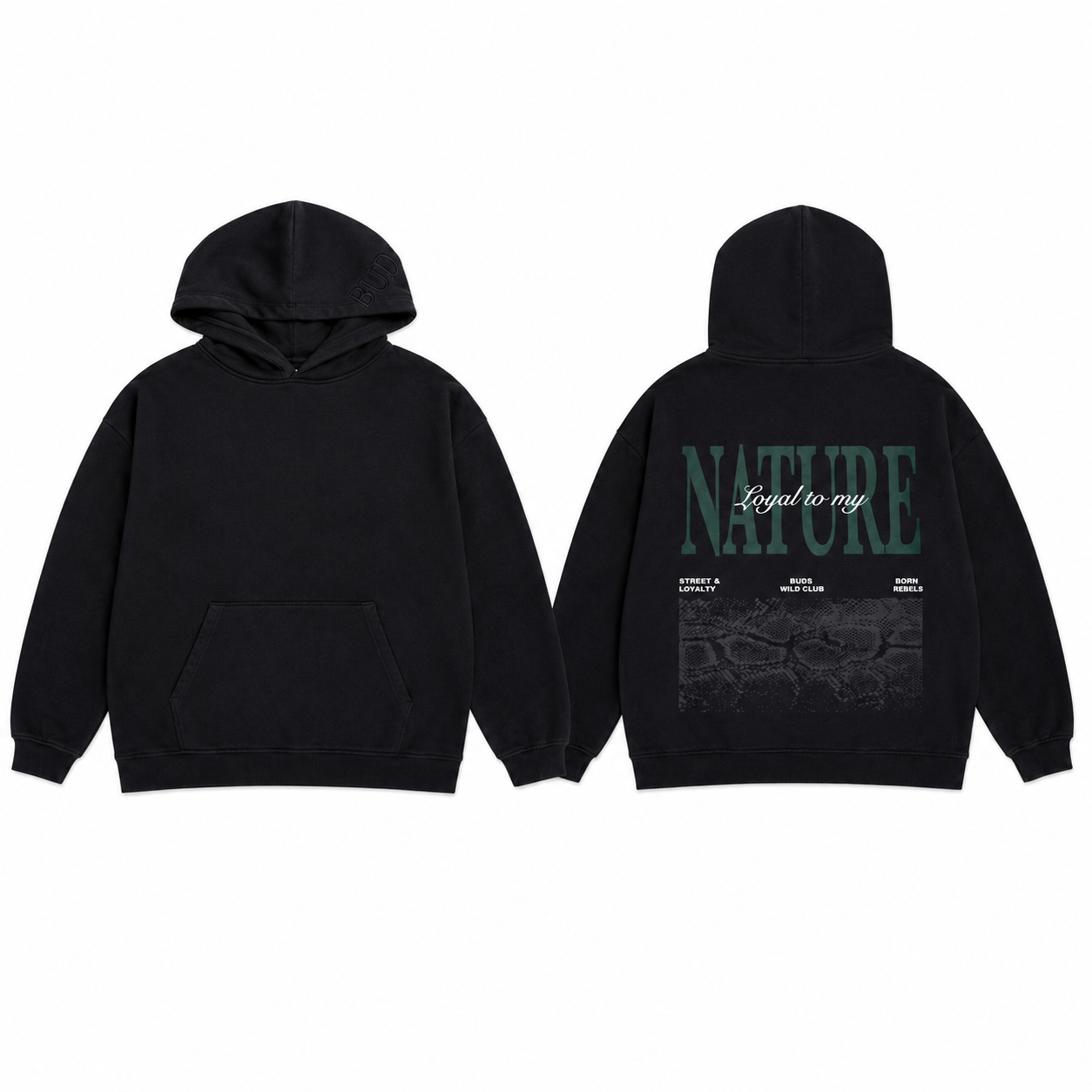 Buzo Hoodie Negro Tela Alto Gramaje 400G
