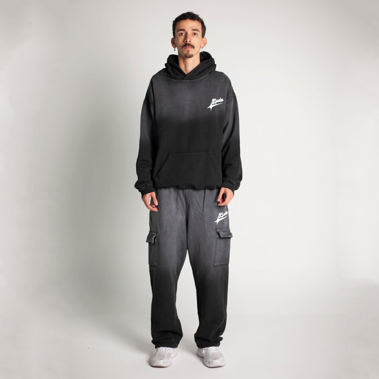 Buzo Hoodie Gris Degradé Tela Alto Gramaje 400G