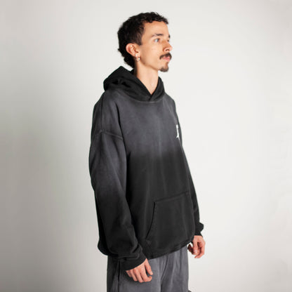 Buzo Hoodie Gris Degradé Tela Alto Gramaje 400G
