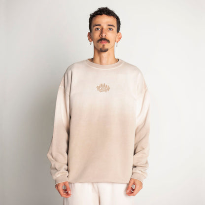 Buzo Crewneck Beige Degradé Tela Alto Gramaje 400G