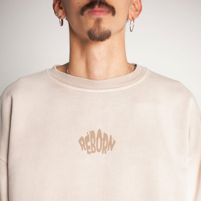 Buzo Crewneck Beige Degradé Tela Alto Gramaje 400G