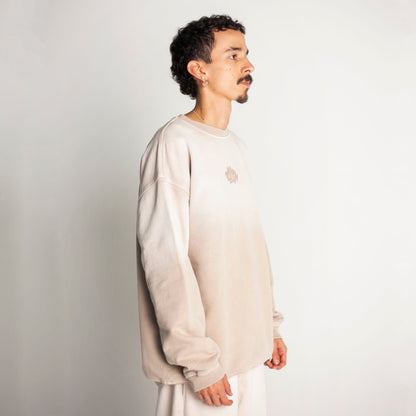 Buzo Crewneck Beige Degradé Tela Alto Gramaje 400G