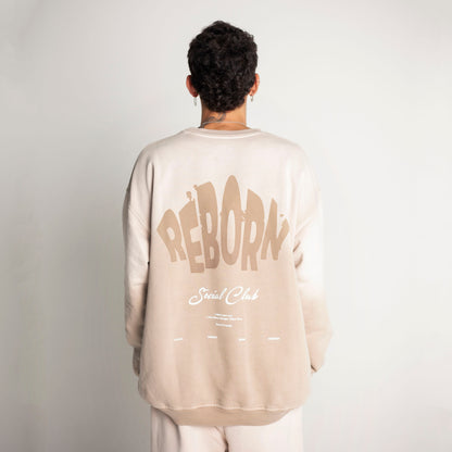 Buzo Crewneck Beige Degradé Tela Alto Gramaje 400G