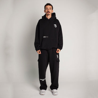Buzo Hoodie Negro Tela Alto Gramaje 400G