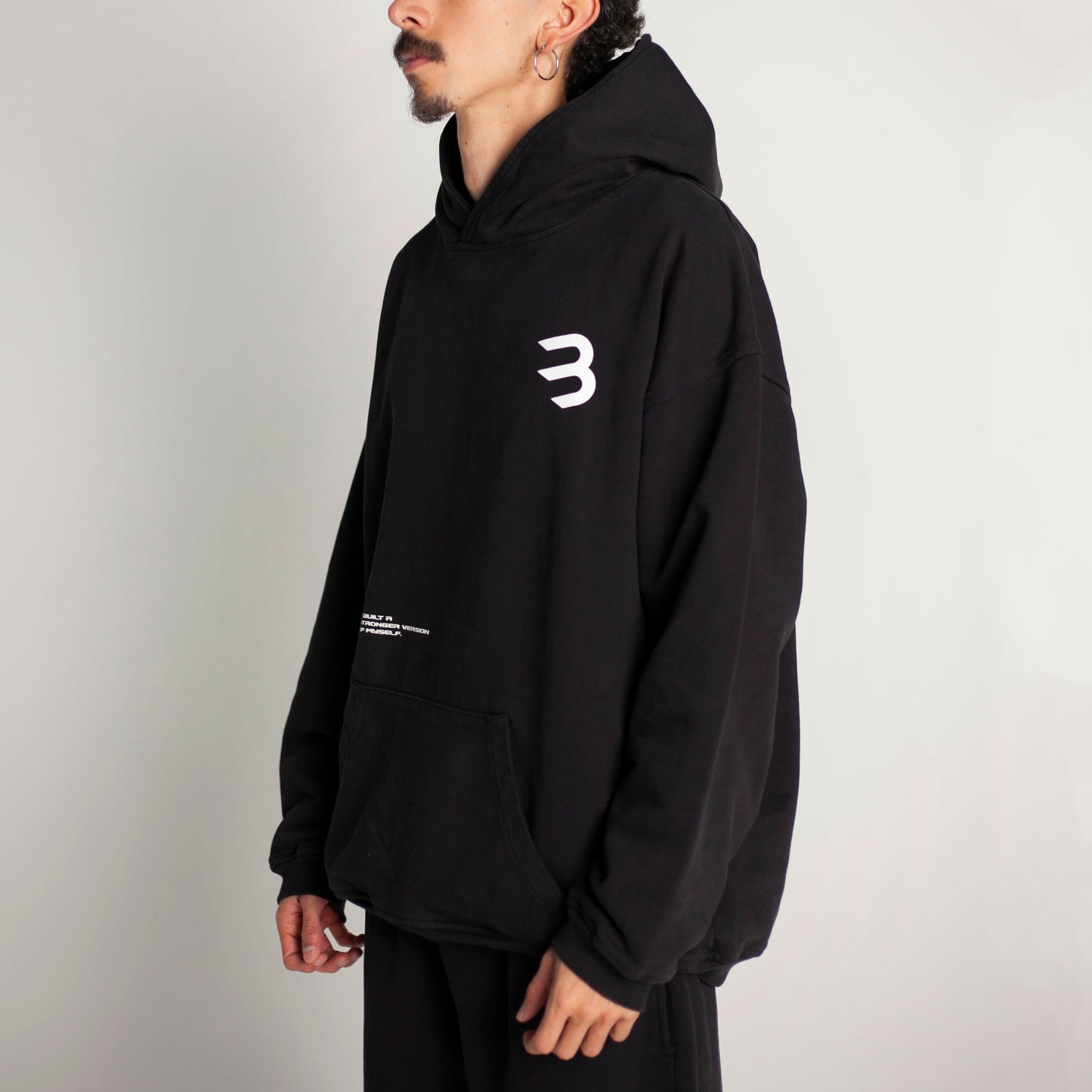 Buzo Hoodie Negro Tela Alto Gramaje 400G