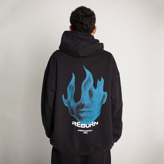 Buzo Hoodie Negro Tela Alto Gramaje 400G
