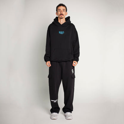 Buzo Hoodie Negro Tela Alto Gramaje 400G