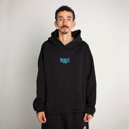 Buzo Hoodie Negro Tela Alto Gramaje 400G