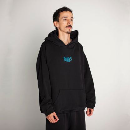 Buzo Hoodie Negro Tela Alto Gramaje 400G