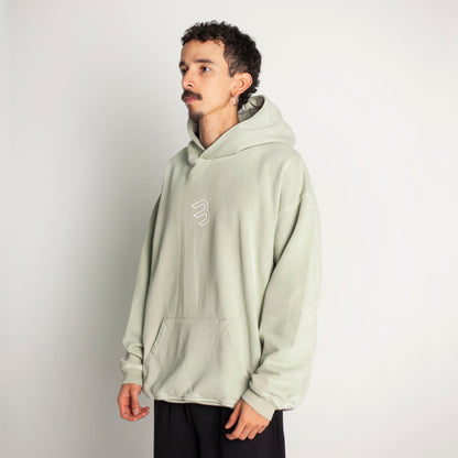 Buzo Hoodie Verde Claro Tela Alto Gramaje 400G