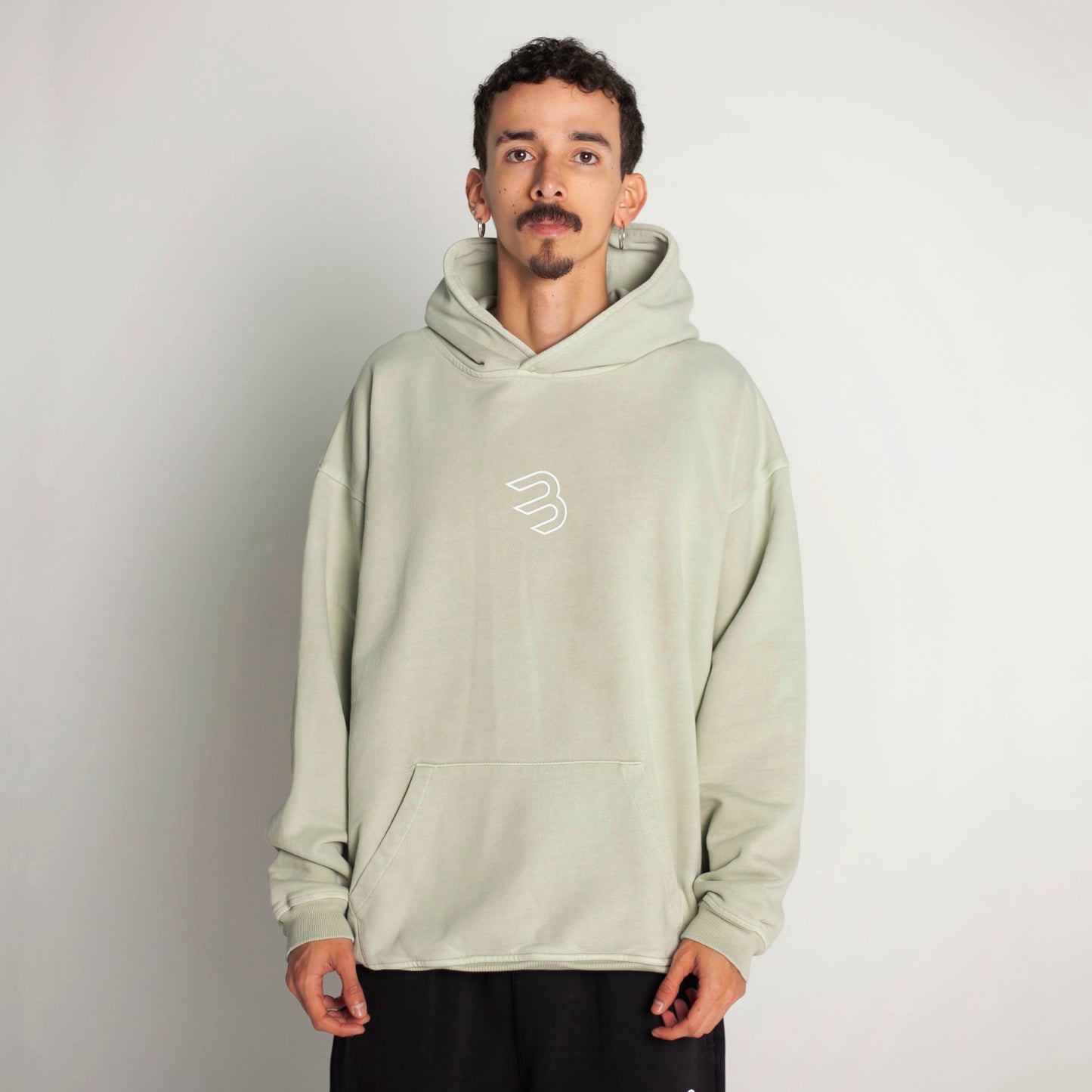 Buzo Hoodie Verde Claro Tela Alto Gramaje 400G