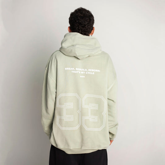 Buzo Hoodie Verde Claro Tela Alto Gramaje 400G