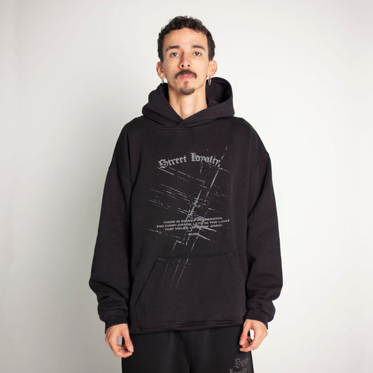 Buzo Hoodie Negro Tela Alto Gramaje 400G