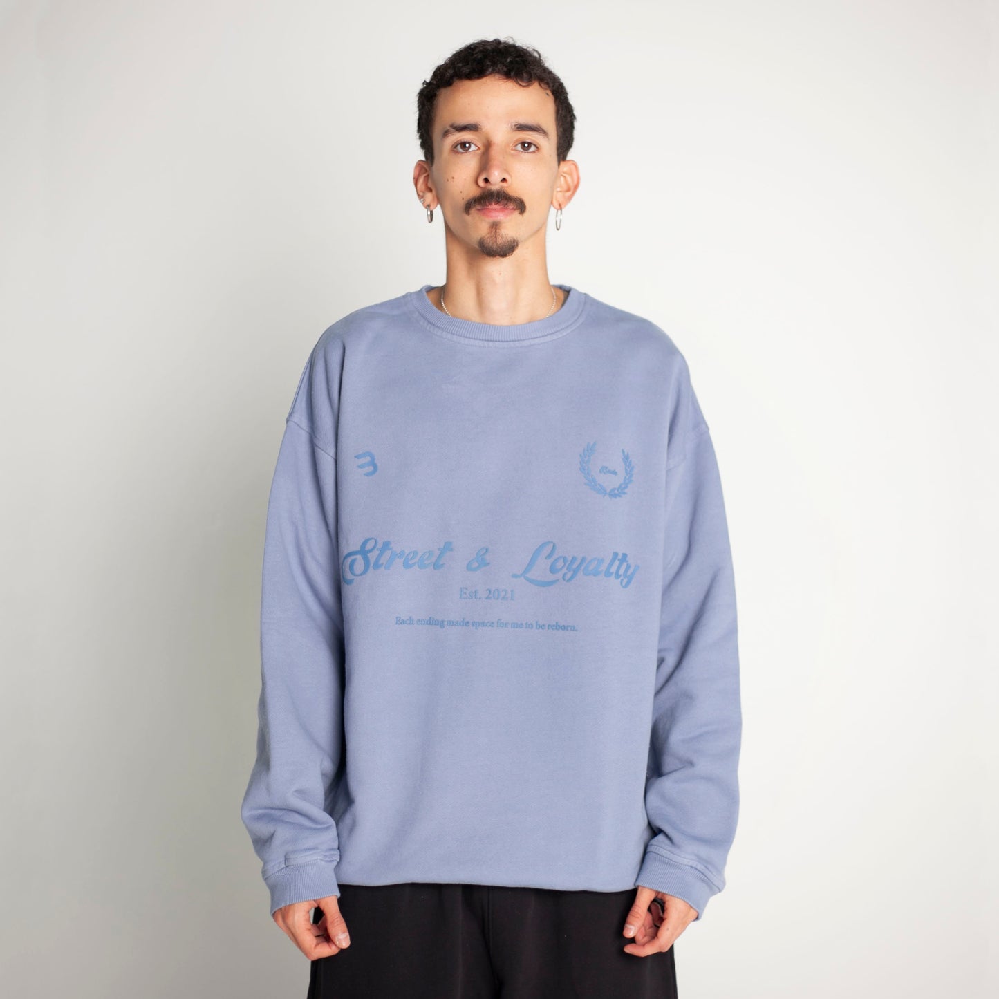 Buzo Crewneck Azul Tela Alto Gramaje 400G