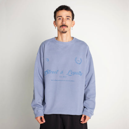 Buzo Crewneck Azul Tela Alto Gramaje 400G