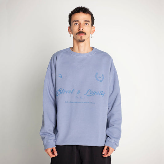 Buzo Crewneck Azul Tela Alto Gramaje 400G