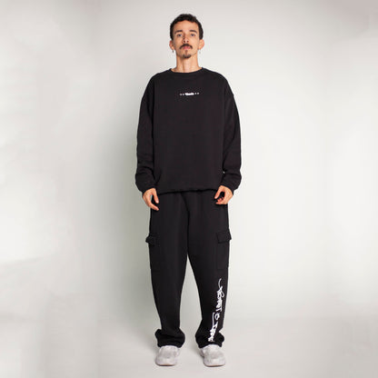 Buzo Crewneck Negro Tela Alto Gramaje 400G