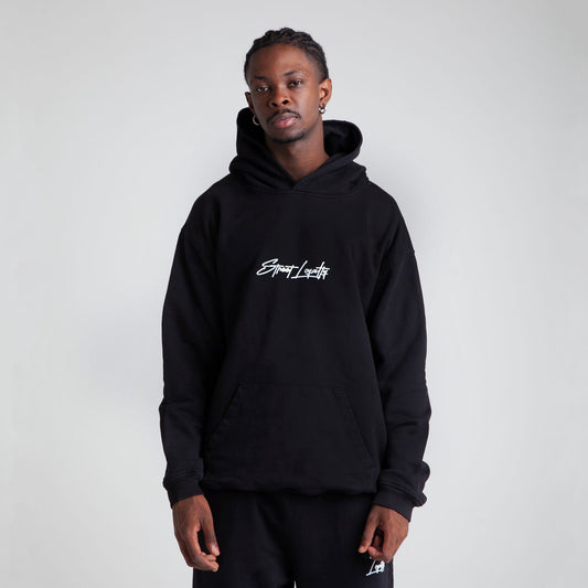 Buzo Hoodie Negro Tela Alto Gramaje 375G
