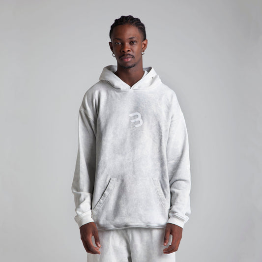 Buzo Hoodie Acid Wash Gris Tela Alto Gramaje 375G