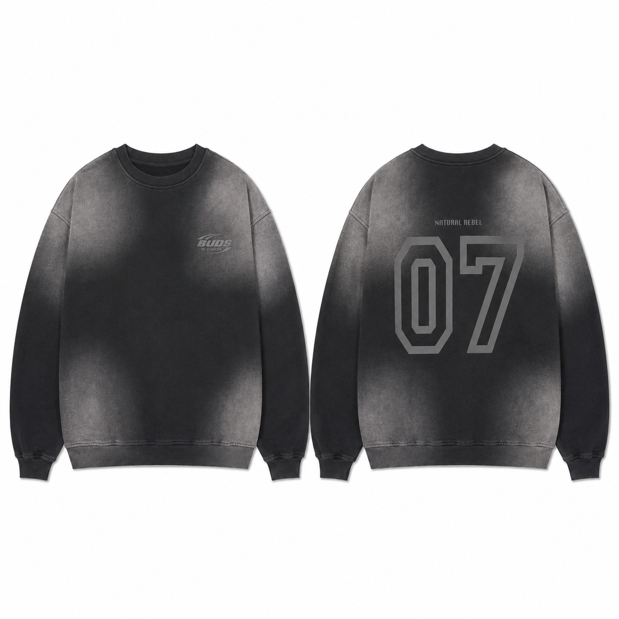 Buzo Crewneck Negro Degradé Tela Alto Gramaje 400G