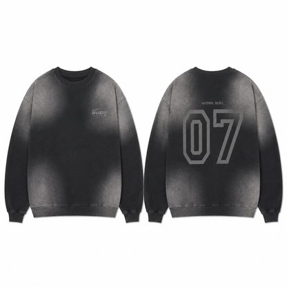 Buzo Crewneck Negro Degradé Tela Alto Gramaje 400G