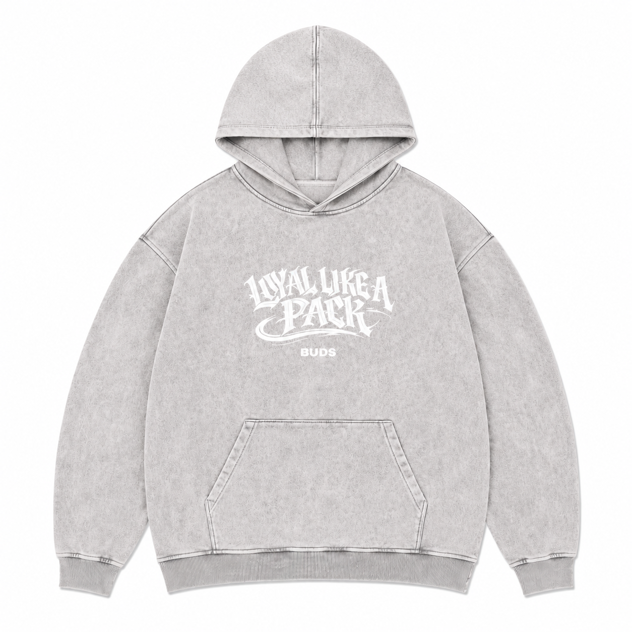 Buzo Hoodie Acid Wash Gris Tela Alto Gramaje 400G