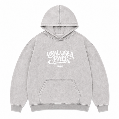 Buzo Hoodie Acid Wash Gris Tela Alto Gramaje 400G