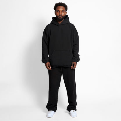Buzo Hoodie Negro Tela Alto Gramaje 400G