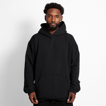 Buzo Hoodie Negro Tela Alto Gramaje 400G