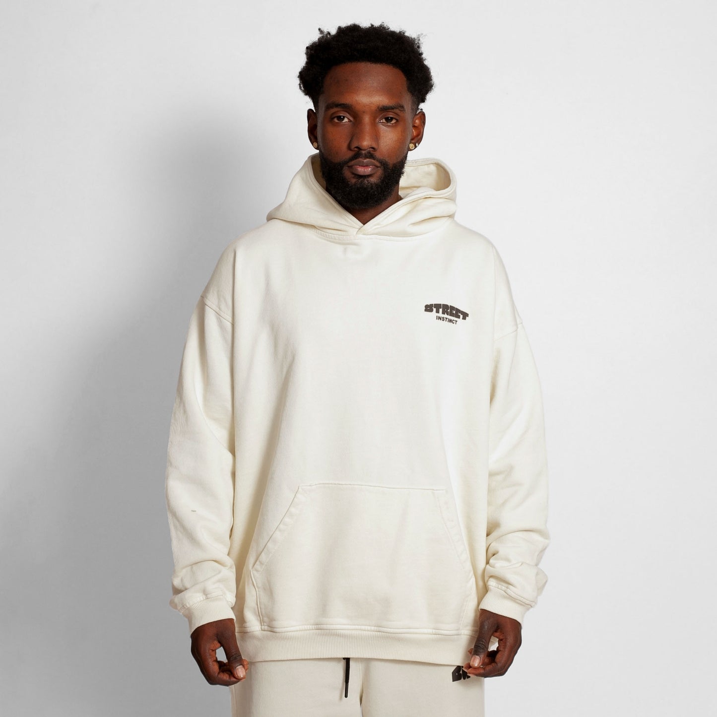 Buzo Hoodie Hueso Tela Alto Gramaje 400G