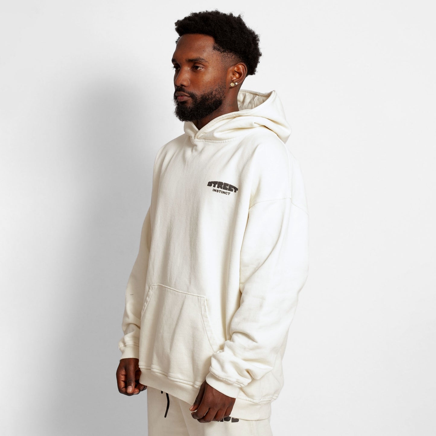 Buzo Hoodie Hueso Tela Alto Gramaje 400G