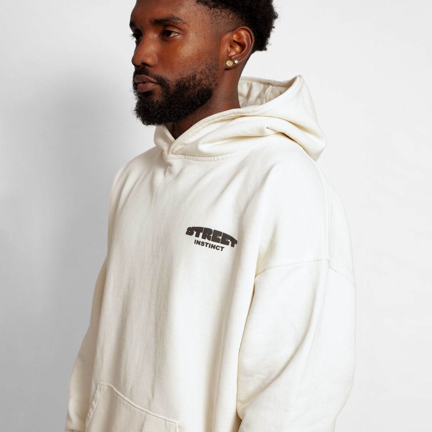 Buzo Hoodie Hueso Tela Alto Gramaje 400G